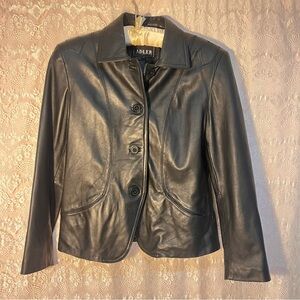 Adler collection leather jacket Black 100% Real NZ Lambskin Leather Woman Size M